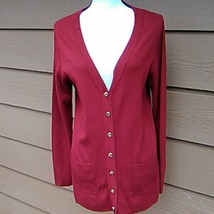 Whisper Knit Red Cardigan Sweater